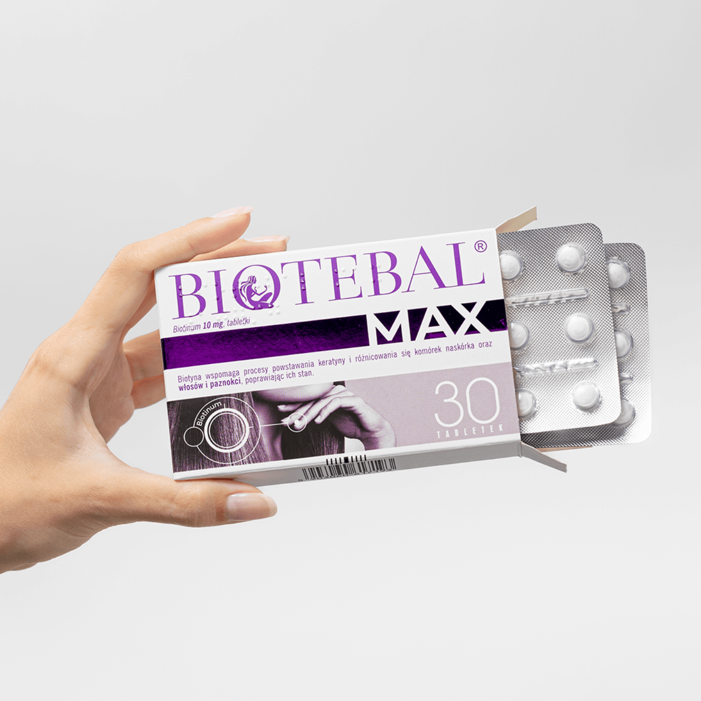 Biotebal Max packshot z wysuniętym blistrem